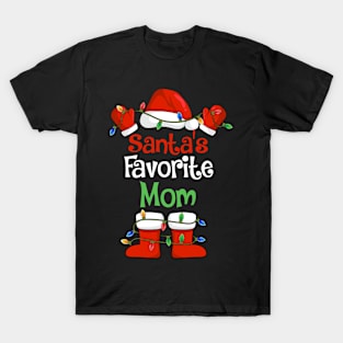 Santa's Favorite Mom Funny Christmas Pajamas T-Shirt